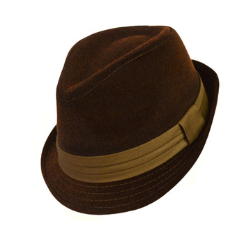 6pc Men's Brown Poly/Cotton Westend Fedora Hats H10337-BR