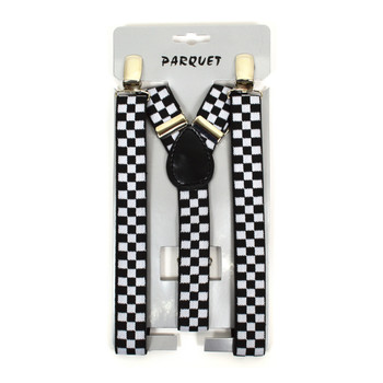 Boy's Y-Back Checkered Adjustable Elastic Clip-on Suspenders BSCS1071-19 Boy's Y-Back Checkered Adjustable Elastic Clip-on Suspenders BSCS1071-19