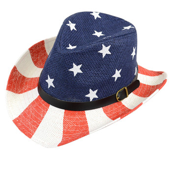 Men's Spring/Summer American Flag Fedora Hat H10319 Men's Spring/Summer American Flag Fedora Hat H10319