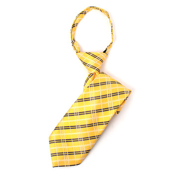 Boy's 14" Woven Plaid Yellow Zipper Tie Boy's 14" Woven Plaid Yellow Zipper Tie