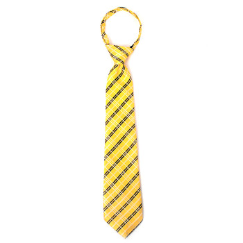 Boy's 14" Woven Plaid Yellow Zipper Tie Boy's 14" Woven Plaid Yellow Zipper Tie