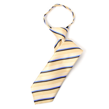 Boy's 14" Striped Tan Zipper Tie Boy's 14" Striped Tan Zipper Tie