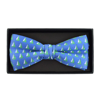 Men's Blue Sailor Boat Banded Bow Tie Men's Blue Sailor Boat Banded Bow Tie