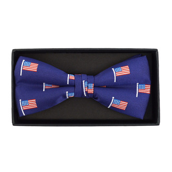 Men's Blue American Flag Banded Bow Tie- NFB10027 Men's Blue American Flag Banded Bow Tie- NFB10027