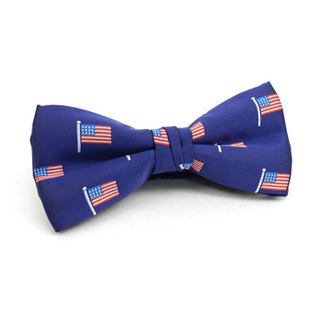 Men's Blue American Flag Banded Bow Tie (NFB10027) Men's Blue American Flag Banded Bow Tie (NFB10027)