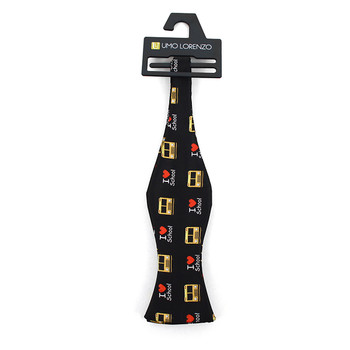 Men's Black School Bus Self-Tie Freestyle Bow Tie (FBMP10022) Men's Black School Bus Self-Tie Freestyle Bow Tie (FBMP10022)