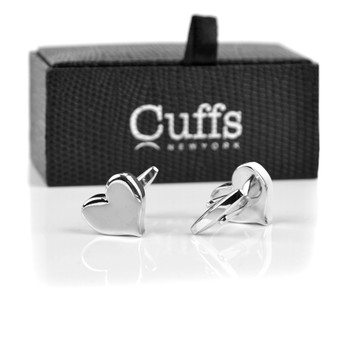 Silver Love Heart Novelty Cufflink NCL1708-1 Silver Love Heart Novelty Cufflink NCL1708-1