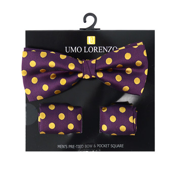 3pc Prepack Men's Big & Tall Banded Polka Dots Bow Tie and Matching Hanky Set BTH6001 3pc Prepack Men's Big & Tall Banded Polka Dots Bow Tie and Matching Hanky Set BTH6001
