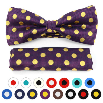 3pc Prepack Men's Big & Tall Banded Polka Dots Bow Tie and Matching Hanky Set BTH6001 3pc Prepack Men's Big & Tall Banded Polka Dots Bow Tie and Matching Hanky Set BTH6001