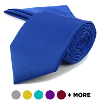 [Promotion]3.25" Poly Solid Satin Tie & Matching Hanky Set PSPTH1301