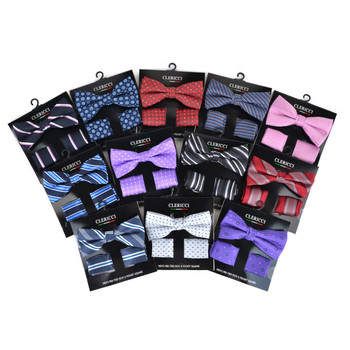 12pc Assorted Men's Big & Tall Neat & Striped Pattern Banded Bow Tie & Hanky BTH5000A