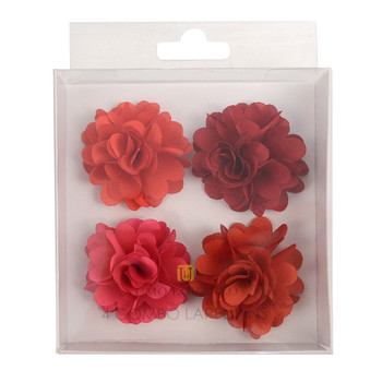 Assorted Solid Mini Bouquet Clutch Back Flower Lapel Pin 4pc Combo Set 4FLP-BURG