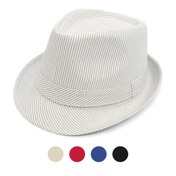 Spring/Summer Striped Fashion Fedora with Black Band FSS17103 Spring/Summer Striped Fashion Fedora with Black Band FSS17103