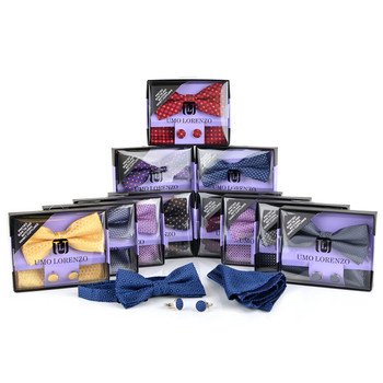 12pc Assorted Pack Men's Neat Pattern Boxed Bow Tie, Matching Hanky & Cufflinks BTHC1000NT 12pc Assorted Pack Men's Neat Pattern Boxed Bow Tie, Matching Hanky & Cufflinks BTHC1000NT
