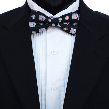 Men's Poker Chips & Cards Banded Bow Tie Men's Poker Chips & Cards Banded Bow Tie