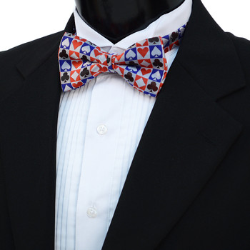 Men's Checkered Poker Card Suits Banded Bow Tie Men's Checkered Poker Card Suits Banded Bow Tie