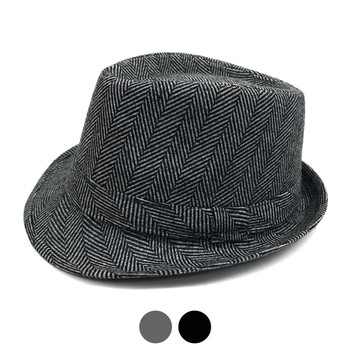 Fall/Winter Herringbone Trilby Fedora Hat with Band Trim H171388 Fall/Winter Herringbone Trilby Fedora Hat with Band Trim H171388