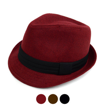 Fall/Winter Felt Trilby Fedora Hat With Band Trim H171222 Fall/Winter Felt Trilby Fedora Hat With Band Trim H171222