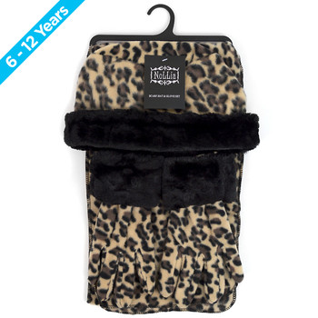 6pc Pack Junior's (6-12 Years Old) Fleece Leopard Print with Fur Trim Winter Set WSET91JR 6pc Pack Junior's (6-12 Years Old) Fleece Leopard Print with Fur Trim Winter Set WSET91JR