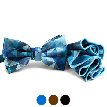 Abstract Pattern Banded Bow Tie & Matching Hanky Pocket Round Set BTH170636 Abstract Pattern Banded Bow Tie & Matching Hanky Pocket Round Set BTH170636