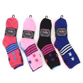 4-Packs (12 Pairs) Women's Stars-Stripes Novelty Socks EBC-426 4-Packs (12 Pairs) Women's Stars-Stripes Novelty Socks EBC-426