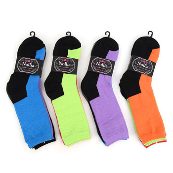 4-Packs (12 Pairs) Women's Solid Color with Black Bottom Socks EBC-646
