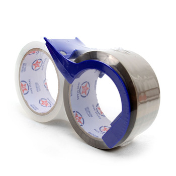 2-Rolls Clear & Tan Packing Tape Commercial Grade-2" Wide with Blue Dispenser -TPTC  2-Rolls Clear & Tan Packing Tape Commercial Grade-2" Wide with Blue Dispenser -TPTC