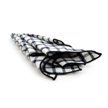 12pc Black & Beige 100% Cotton Checkered Plaid Pocket Square Handkerchiefs - CH1713
