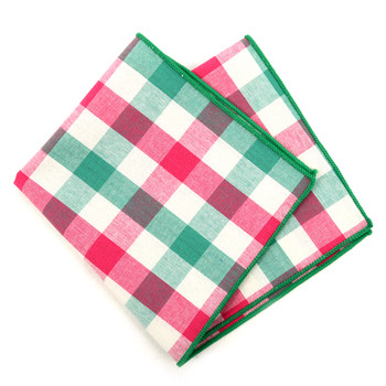 12pc Cotton Check Pocket Square Handkerchiefs - CH1727