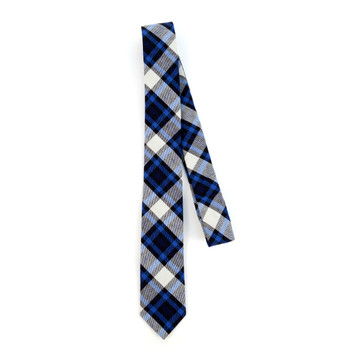 Men's Navy Blue Plaid Flannel 2.25" Cotton Slim Tie - MPPW1715