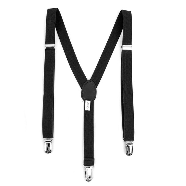 Boy's Black Clip-on Suspender & Plaid Bow Tie Set - BSBS-BK4