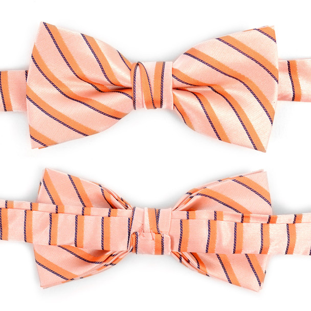 Boy's Peach Clip-on Suspender & Striped Bow Tie Set - BSBS-PH2