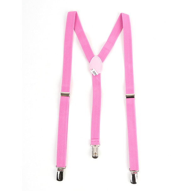 Boy's Pink Clip-on Suspender & Plaid  Bow Tie Set - BSBS-PK1