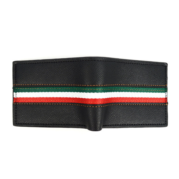 Bi-Fold Leather Wallet with Striped Decoration- MLW5188