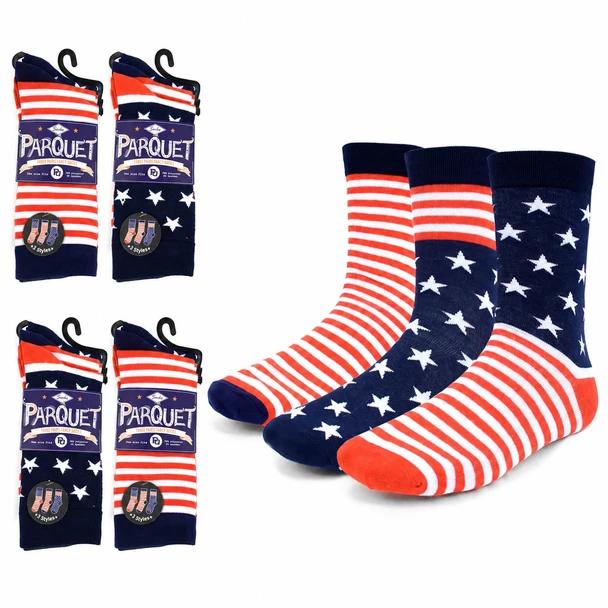 4 Pack Assorted Men's American Flag Socks - 3PKS-MAF 4 Pack Assorted Men's American Flag Socks - 3PKS-MAF
