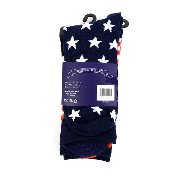 3 Pairs Pack Men's American Flag Novelty Socks - 3PKS-MAF