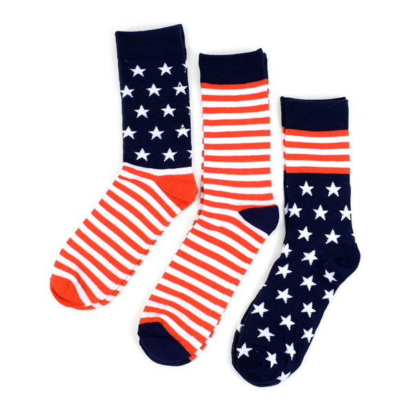 3 Pairs Pack Men's American Flag Novelty Socks - 3PKS-MAF
