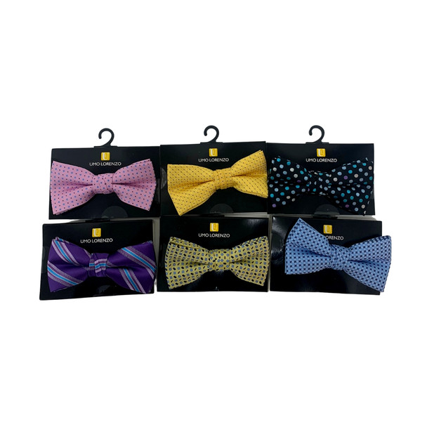 24pc Random Assorted Boy's Mixed Pattern Poly Woven Banded Bow Ties - 24FBBB