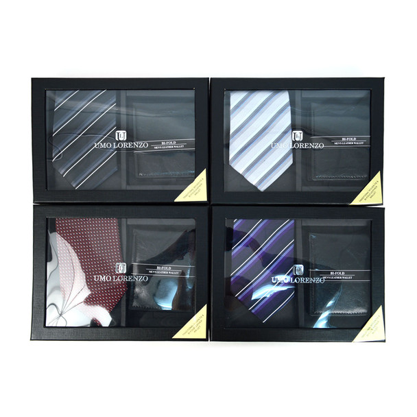 12pc Assorted Pack Poly Woven Tie & Wallet Sets - PWWB