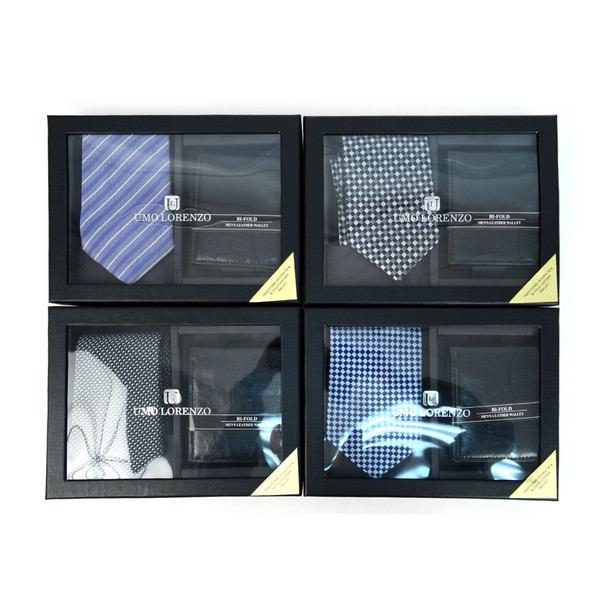 12pc Assorted Pack Poly Woven Tie & Wallet Sets - PWWB