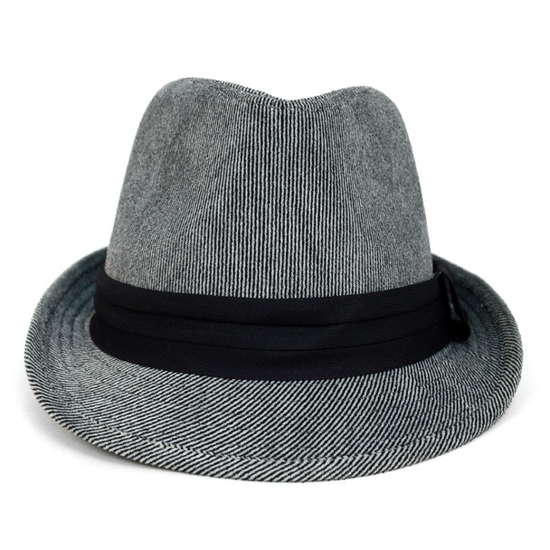 Fall/Winter Soft Pinstripe Trilby Fedora Hat with Black Band Trim H171224-GRAY