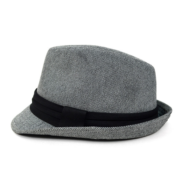 Fall/Winter Soft Pinstripe Trilby Fedora Hat with Black Band Trim H171224-GRAY