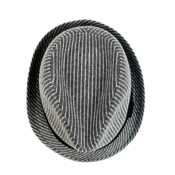Fall/Winter Striped Trilby Fedora Hat with Black Band Trim-H1805016