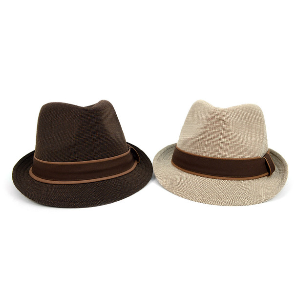 Fall/Winter Trilby Fedora Hat with Brown Band Trim - H1805017