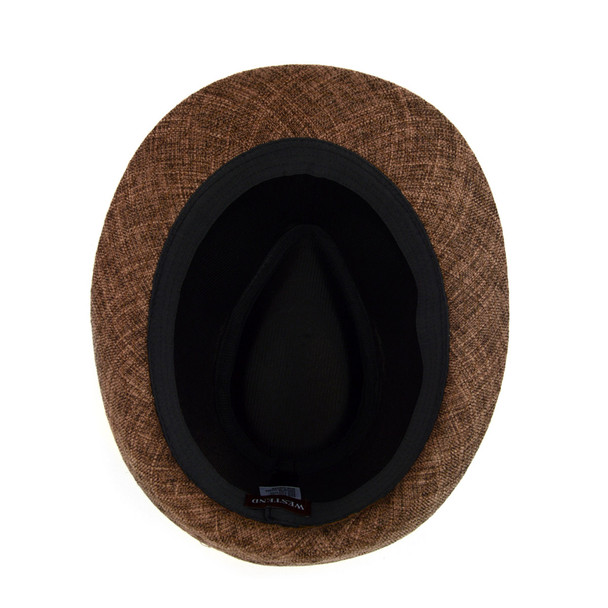 Fall/Winter Brown Trilby Fedora Hat with Black Band Trim - H1805020