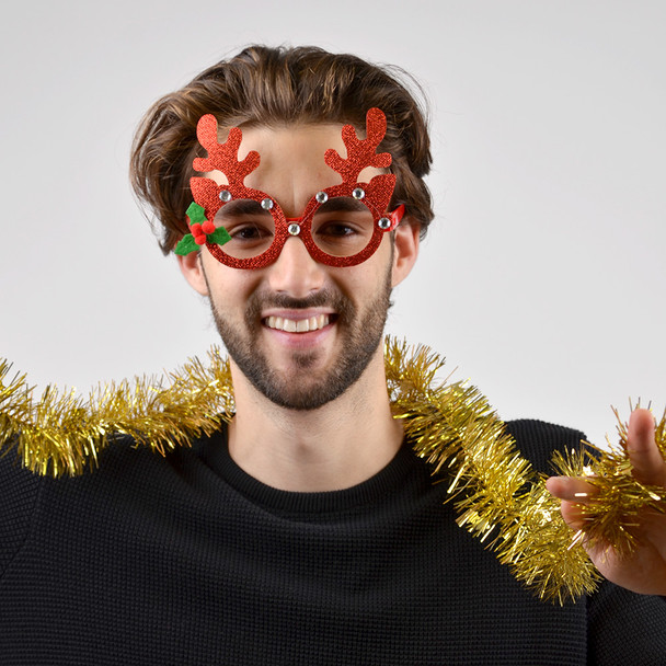 Novelty Glittered Antler Reindeer Frames  Eyeglasses - XAP53104