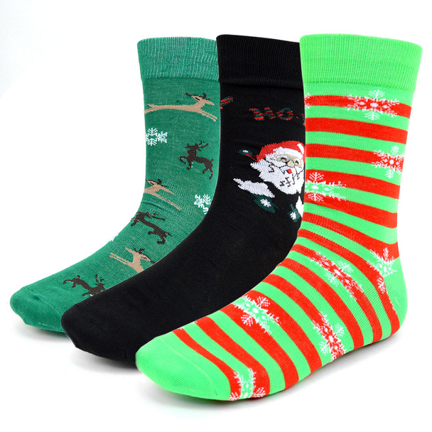 3 Pairs Pack Men's Christmas Holidays Crew Socks - 3PK-MXMS1