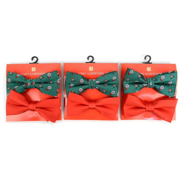 12pc Two Pack Assorted Men's Christmas Banded Bow Tie Duo Sets - FBB2X-XMAS