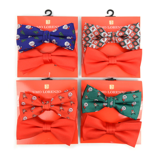 12pc Two Pack Assorted Men's Christmas Banded Bow Tie Duo Sets - FBB2X-XMAS