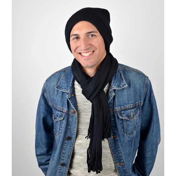 Men's Winter Knit Scarf and Hat Set - ASCS1005